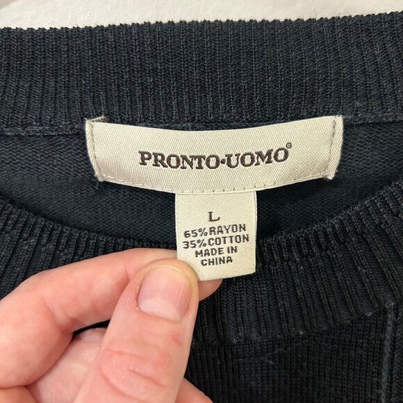 Pronto Uomo Black Men’s Pullover Sweater Size Large - Picture 2 of 4